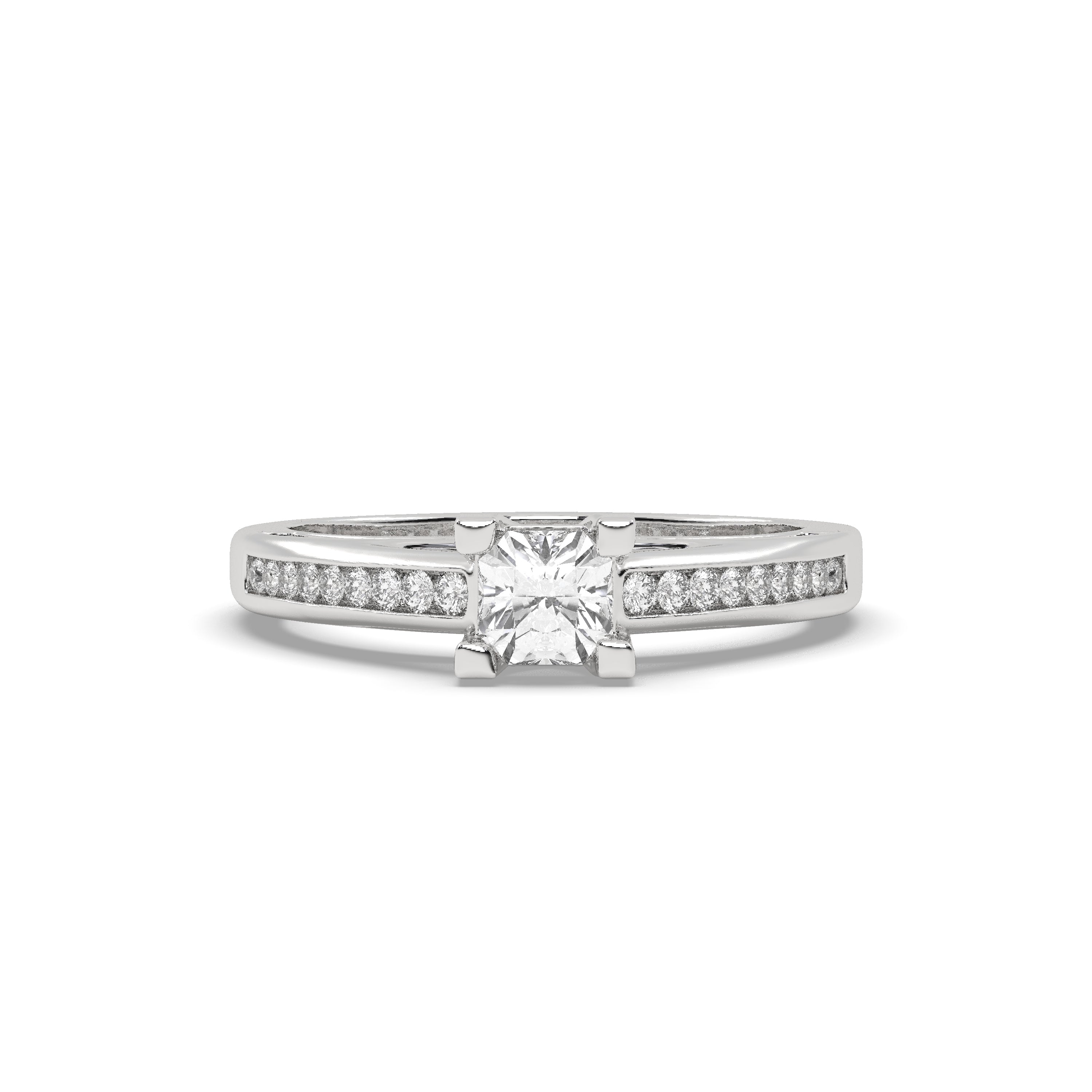 White Gold Studded 0.908 Carat Lab Grown Diamond Ring-G Color VS1 Clarity.